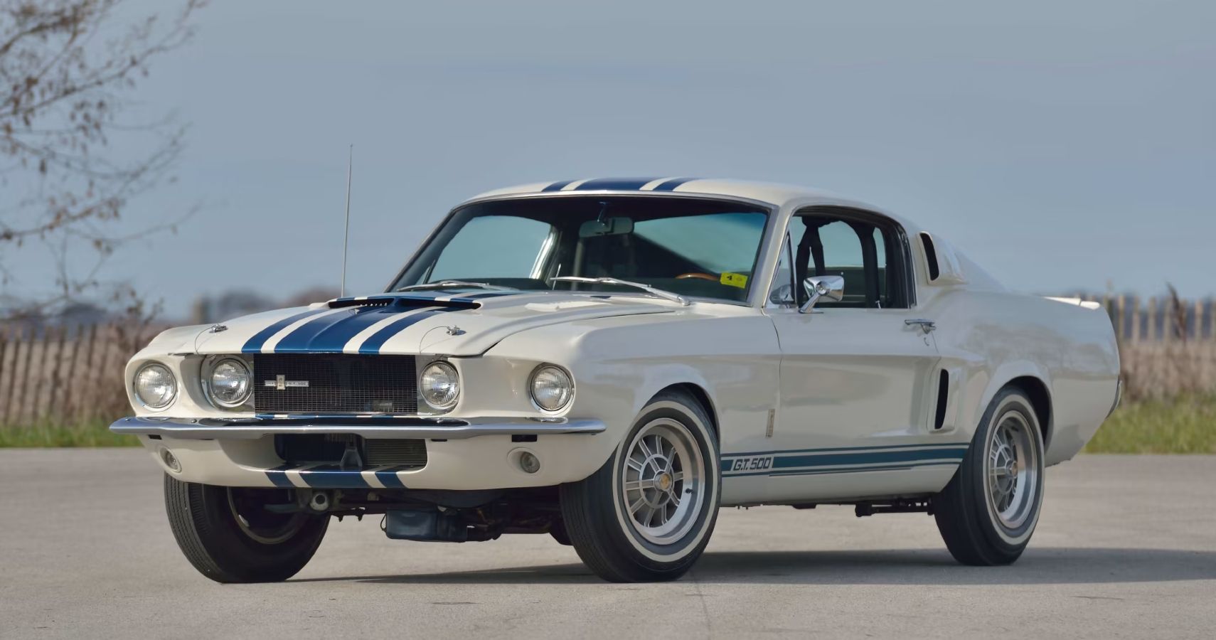 1967 Shelby Mustang GT500 Super Snake white parked