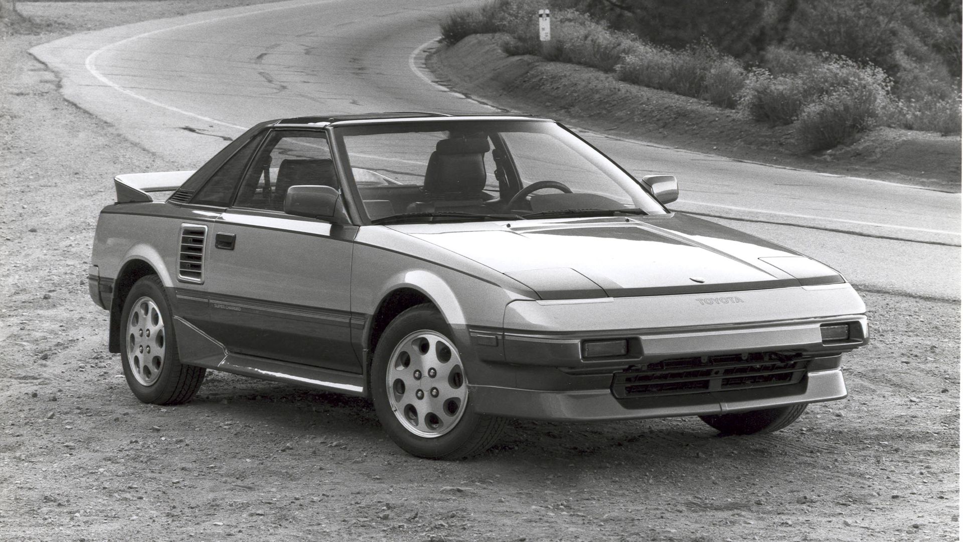 Front 3/4 shot of a parked 1988 Toyota MR2