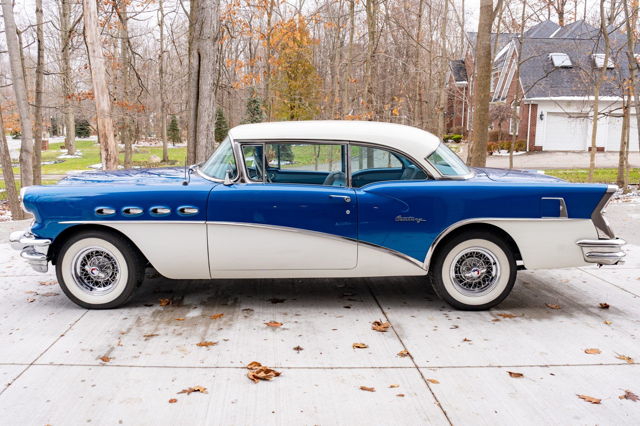 Blue & White 1956 Buick Century side 