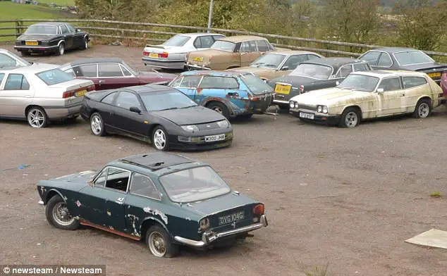 Impressive: The fleet includes British classics such as the Jensen Interceptor, built in West Bromwich; a Humber Sceptre, made by the now-defunct Rootes Group; a Humber Super Snipe and two Triumph Stags