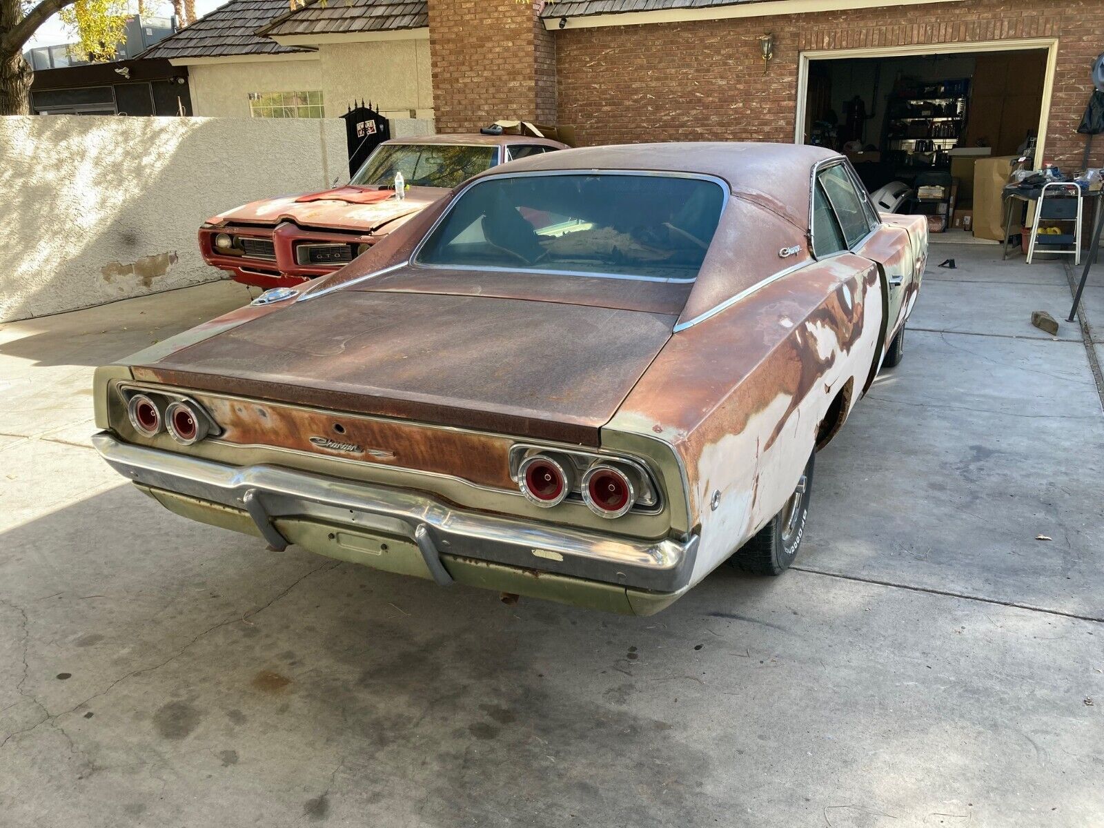 Barn Find Green 1968 Dodge Charger Rear End