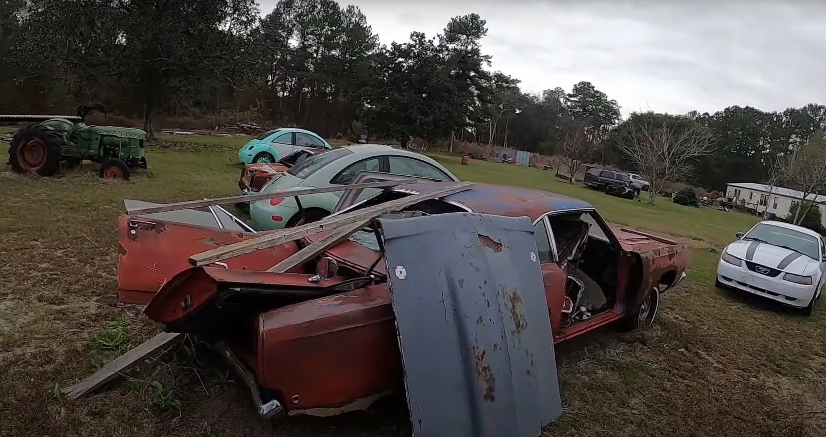 rusted 1968 Plymouth Road Runner in Georgia front yard