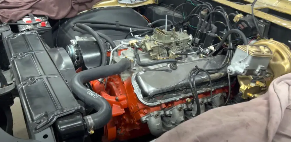 The engine bay of a 1970 Chevrolet Chevelle SS 454